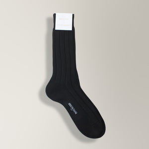 Stefano Ribbed Casual Mid-Calf Socks in Cotton - Caffe | Anrdea Kosta