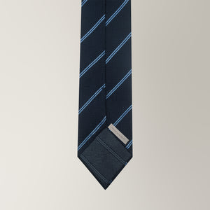 Stripe Tie in Silk - Navy & Blue | Andrea Kosta