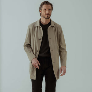 Technical Car Coat in Polyamide - Beige | Andrea Kosta