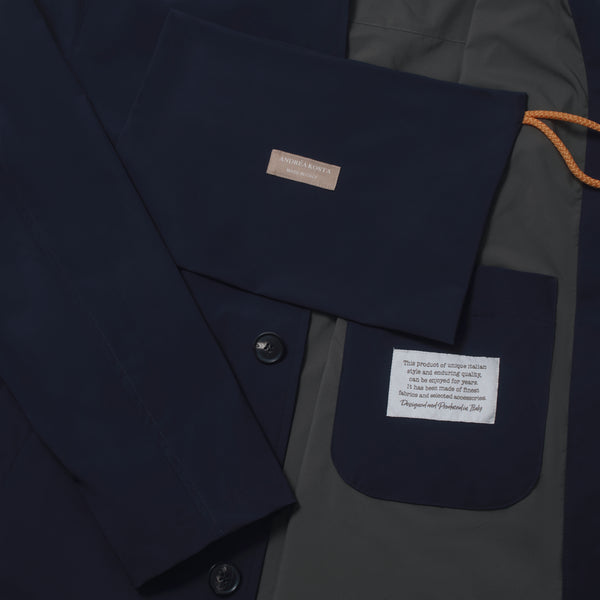 Technical Car Coat In Polyamide - Navy | Andrea Kosta 