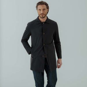 Technical Car Coat In Polyamide - Navy | Andrea Kosta 