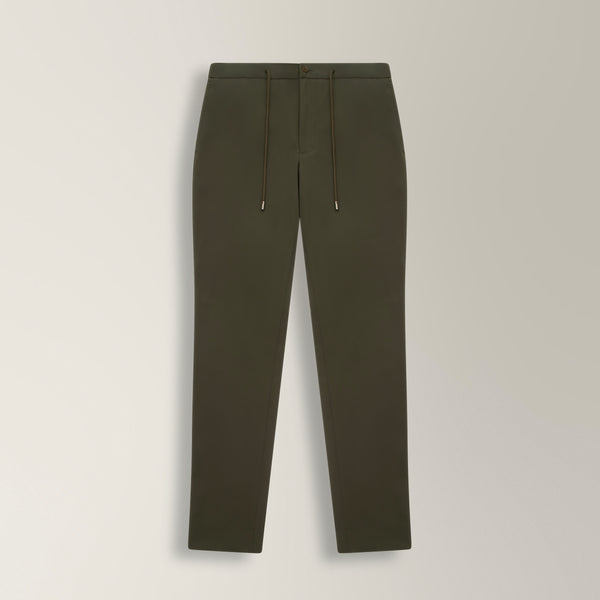 Drawstring Trousers in Technical Stretch - Khaki | Andrea Kosta