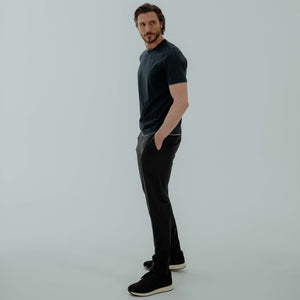 Drawstring Trousers in Technical Stretch - Navy | Andrea Kosta