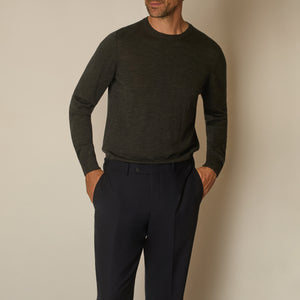 Theta Crew Neck Jumper in Wool & Silk - Charcoal | Andrea Kosta