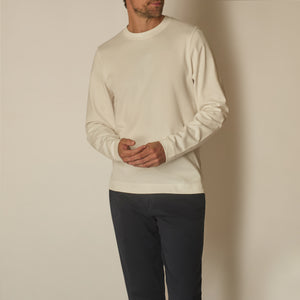 Tino Long Sleeve T-shirt in Cotton - White | Andrea Kosta