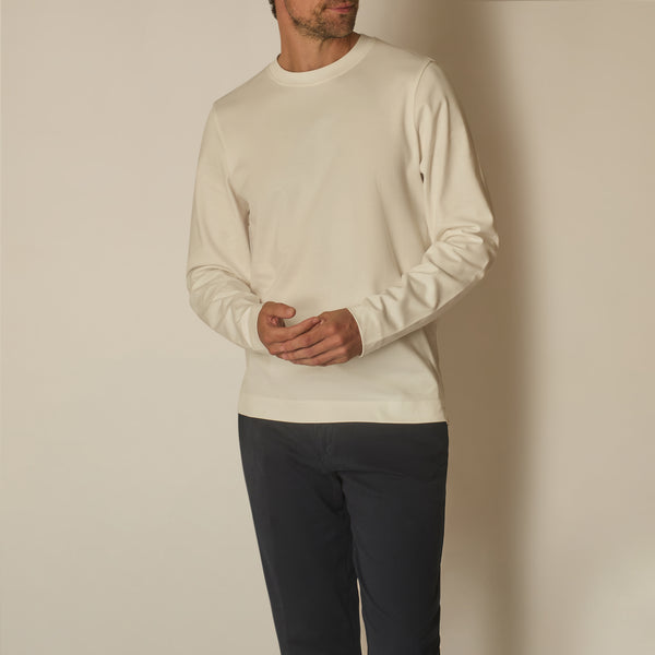 Tino Long Sleeve T-shirt in Cotton - White | Andrea Kosta