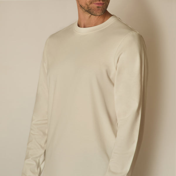 Tino Long Sleeve T-shirt in Cotton - White | Andrea Kosta