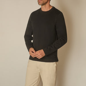 Tino Long Sleeve T-shirt in Cotton - Black | Andrea Kosta