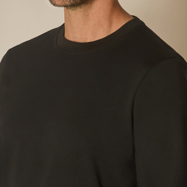 Tino Long Sleeve T-shirt in Cotton - Black | Andrea Kosta