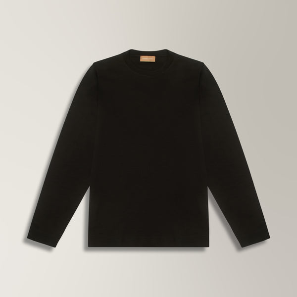 Tino Long Sleeve T-shirt in Cotton - Black | Andrea Kosta