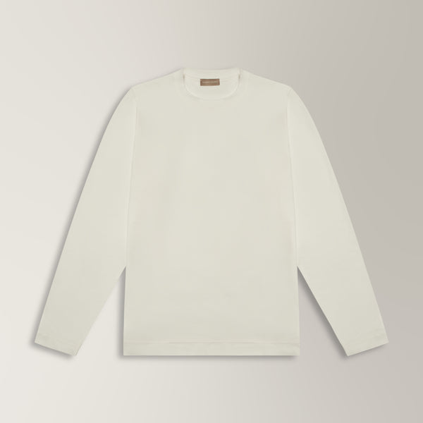 Tino Long Sleeve T-shirt in Cotton - White | Andrea Kosta