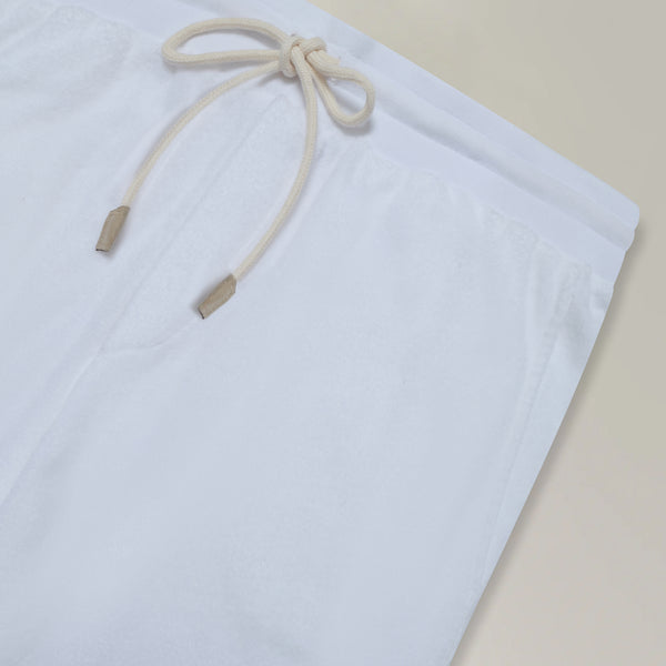 Towel Drawstring Shorts in Cotton - White | Andrea Kosta 