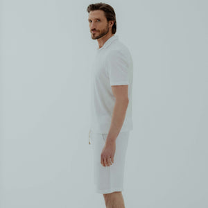 Towel Drawstring Shorts in Cotton - White | Andrea Kosta 