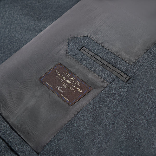 Two-Piece Double Breasted Suit in Vitale Barberis Canonico Wool Flannel - Anthracite | Andrea Kosta