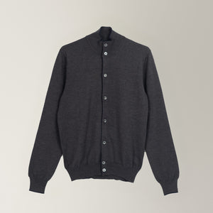 Full Button Cardigan - Merino Wool - Charcoal Grey | Andrea Kosta