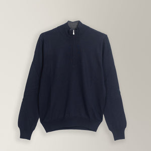 Quarter-Zip Knit - Wool - Navy | Andrea Kosta