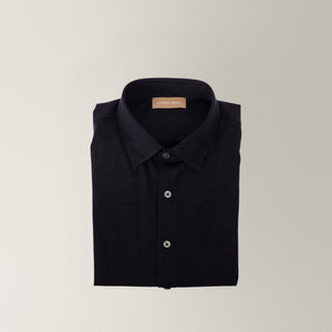 Jersey Shirt - Virgin Wool - Navy | Andrea Kosta