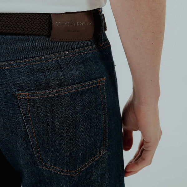 Veneto Tailored Jeans in Cotton - Dark Blue | Andrea Kosta