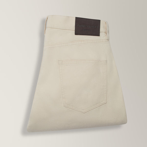 Veneto Tailored Jeans in Cotton - Ecru | Andrea Kosta