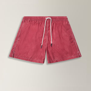 Weave Effect Swim Shorts in Polyester - Red | Andrea Kosta