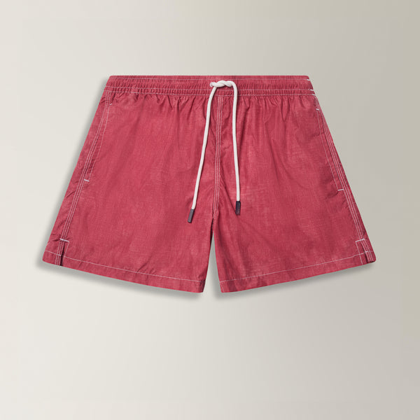 Weave Effect Swim Shorts in Polyester - Red | Andrea Kosta