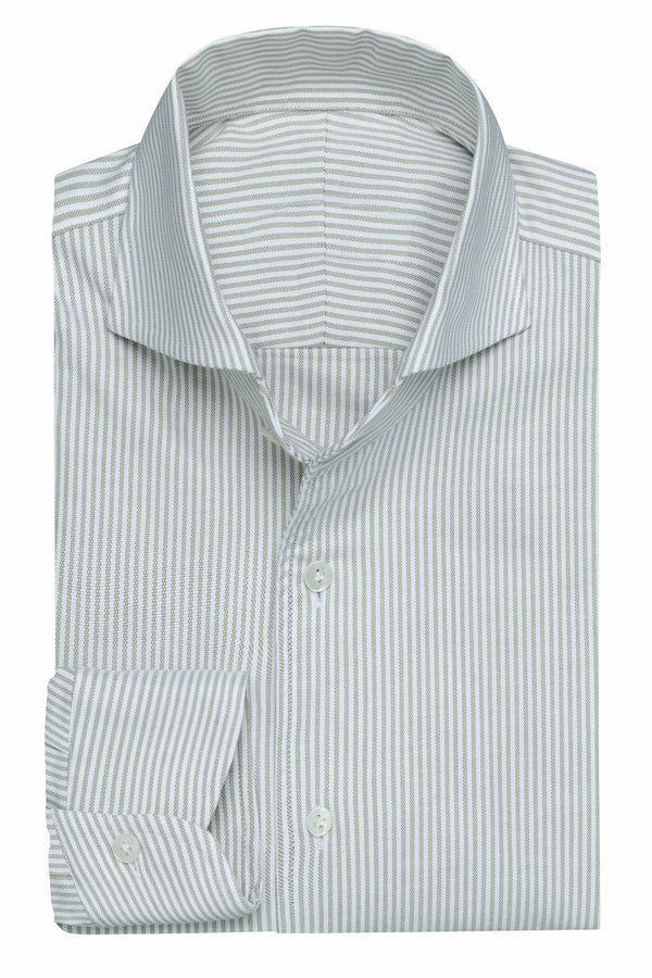 Shirt in Cotton - White with Sage Stripes | Andrea Kosta