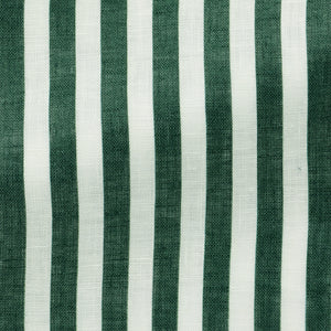 White & Bottle Green Bold Stripes Linen Shirt | Andrea Kosta