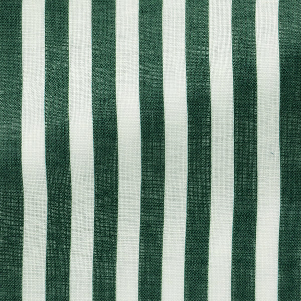 White & Bottle Green Bold Stripes Linen Shirt | Andrea Kosta