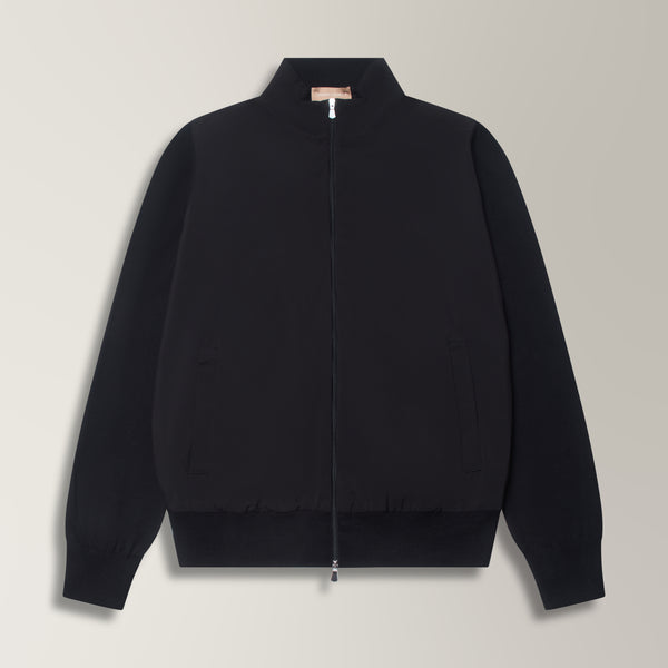 Windbreaker in Nylon & Cotton - Black | Andrea Kosta