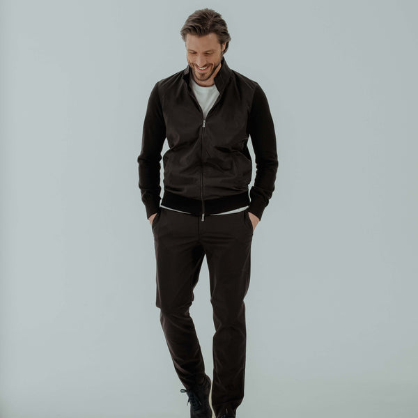 Windbreaker in Nylon & Cotton - Black | Andrea Kosta