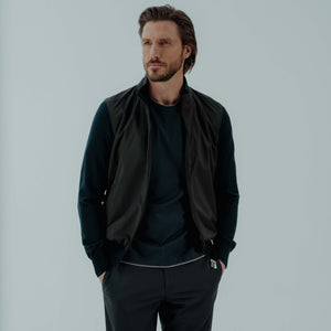 Windbreaker in Nylon & Cotton - Navy | Andrea Kosta 