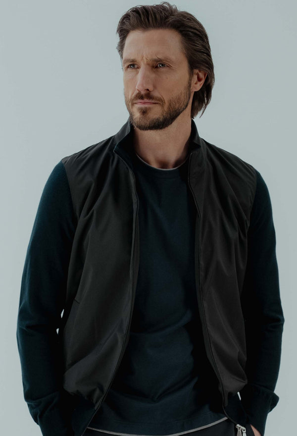 Windbreaker in Nylon & Cotton - Navy | Andrea Kosta 