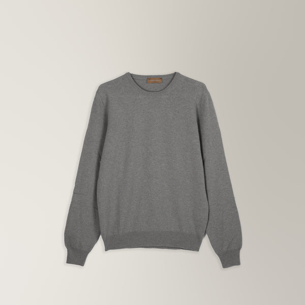 Crew Neck Jumper in Wool & Cashmere - Light Grey | Andrea Kosta