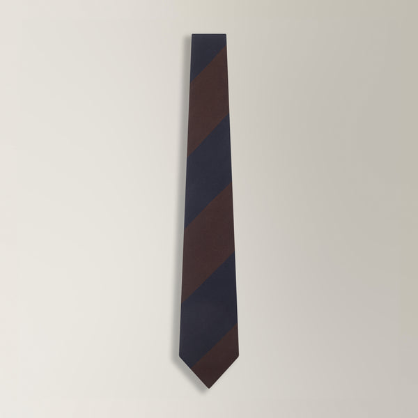 Wool & Cotton Bold Stripe Tie -Navy & Brown | Andrea Kosta