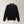 Black wool and silk zip polo with silver zipper, ribbed cuffs, and hem