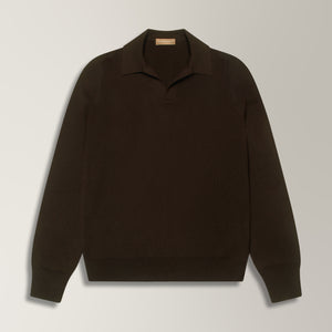 Zefiro Skipper Polo in Virgin Wool - Chocolate | Andrea Kosta