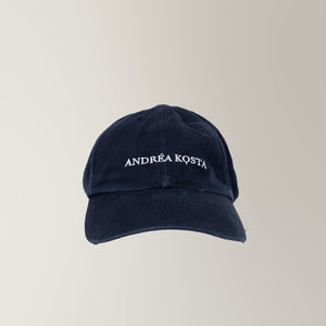 Garment-Dyed AK Branded Cap - Navy | Andrea Kosta