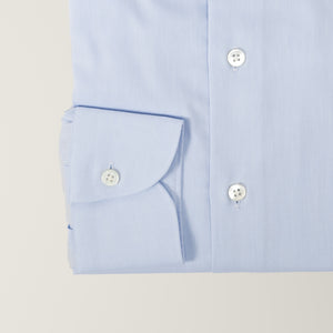 Semi Spread Collar Shirt Cotton Poplin - Light Blue | Andrea Kosta