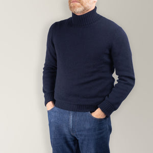 Roll Neck Jumper - Air Wool - Navy | Andrea Kosta